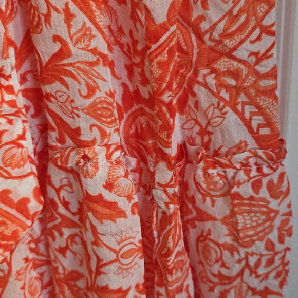 NWT Easel Medium Orange & White Paisley Off-Shoulder Ruffle Maxi Dress - Picture 3 of 8